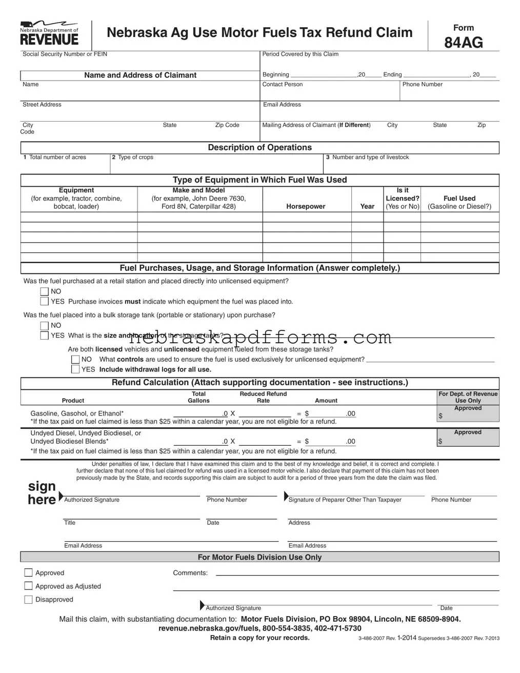 84Ag Nebraska Form