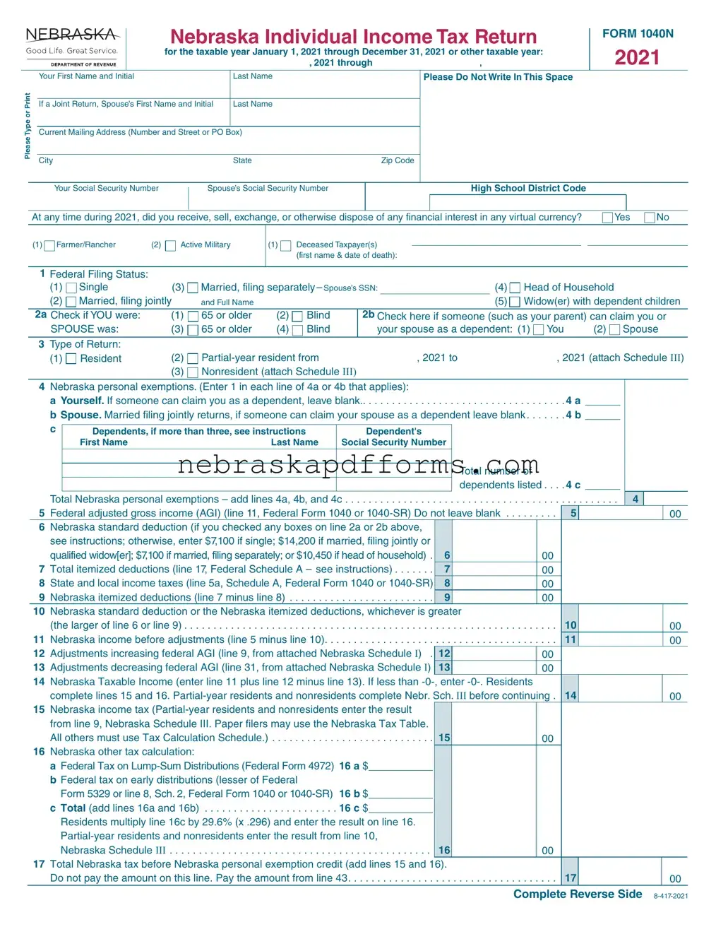 Nebraska 1040N Form
