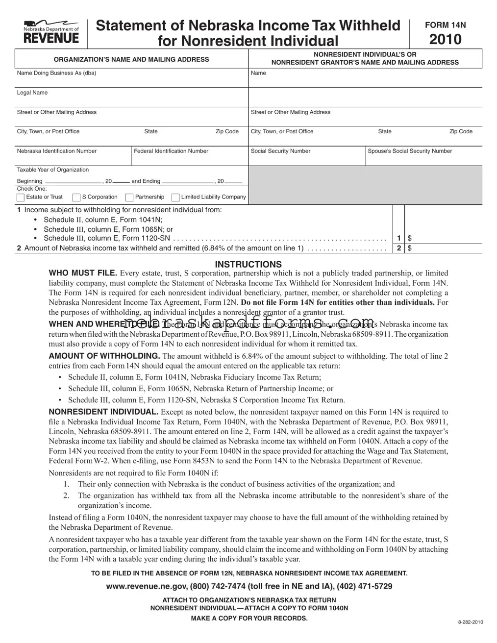 Nebraska 14N Form