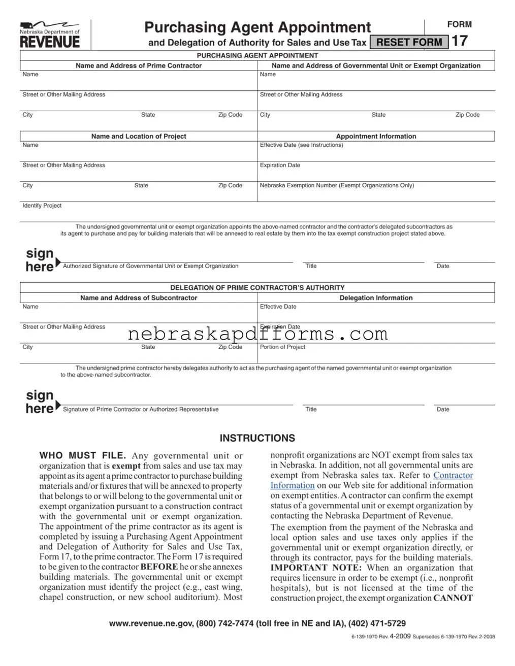 Nebraska 17 Form