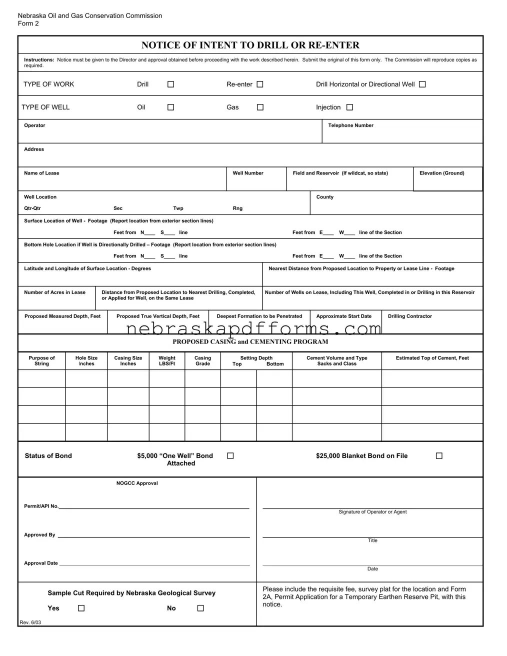 Nebraska 2 Form