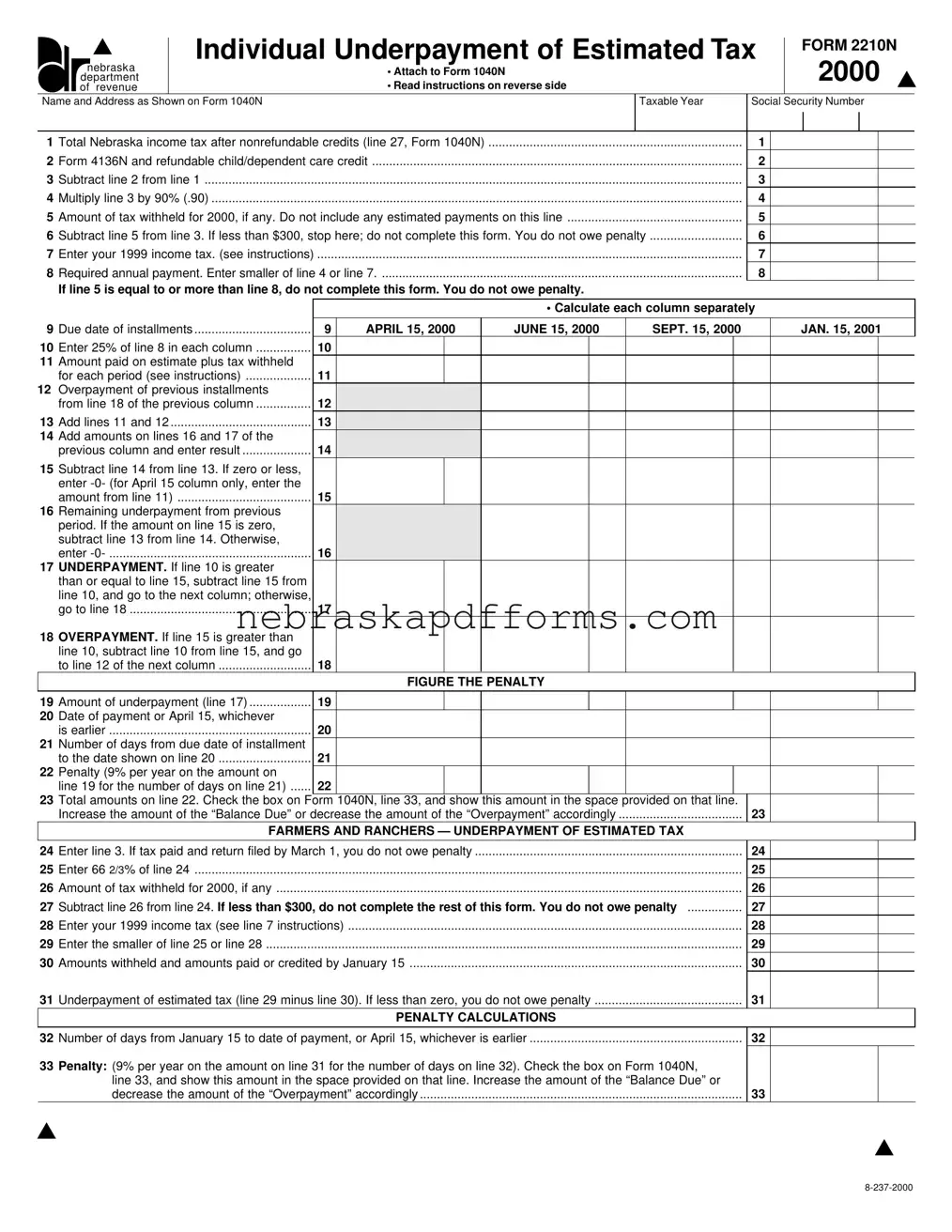 Nebraska 2210N Form