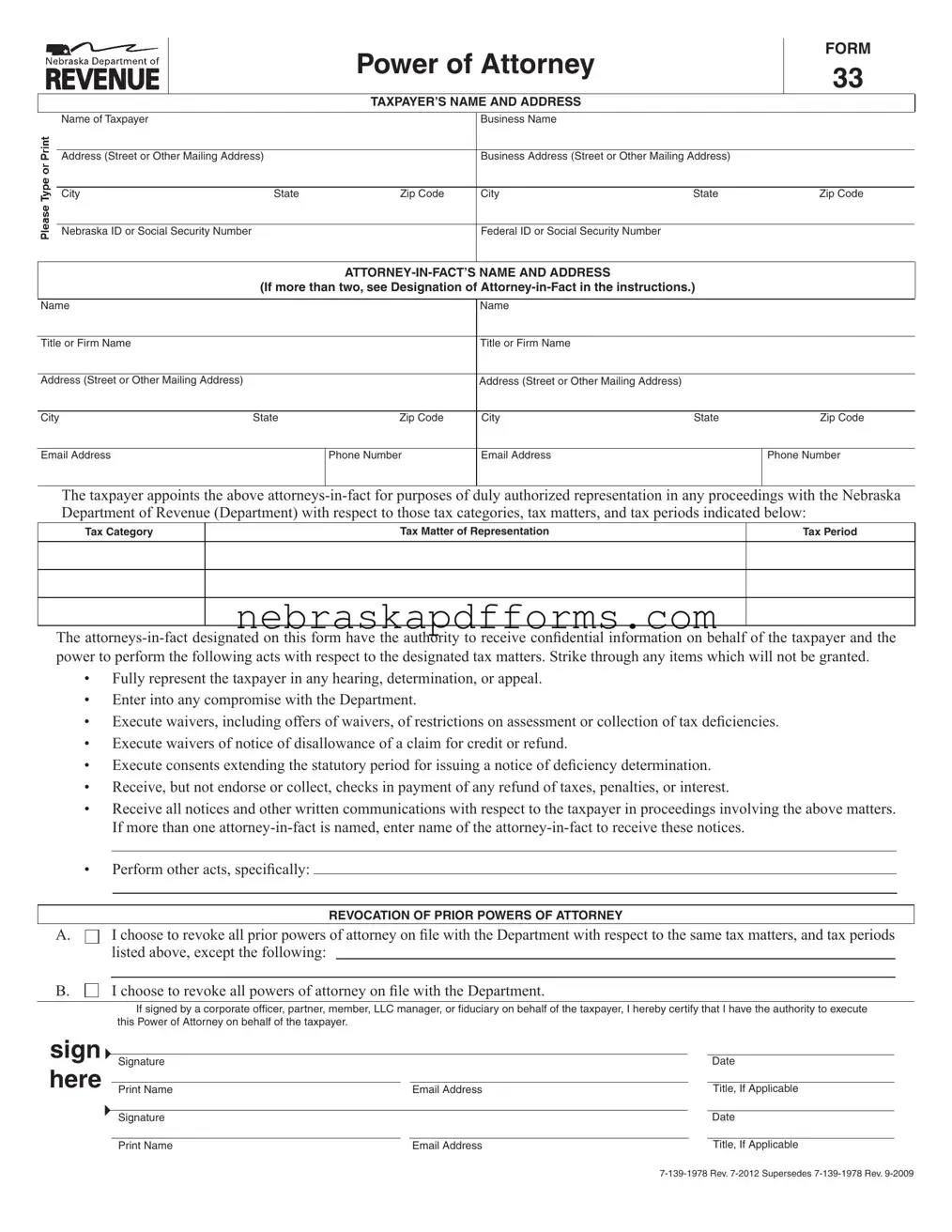 Nebraska 33 Form