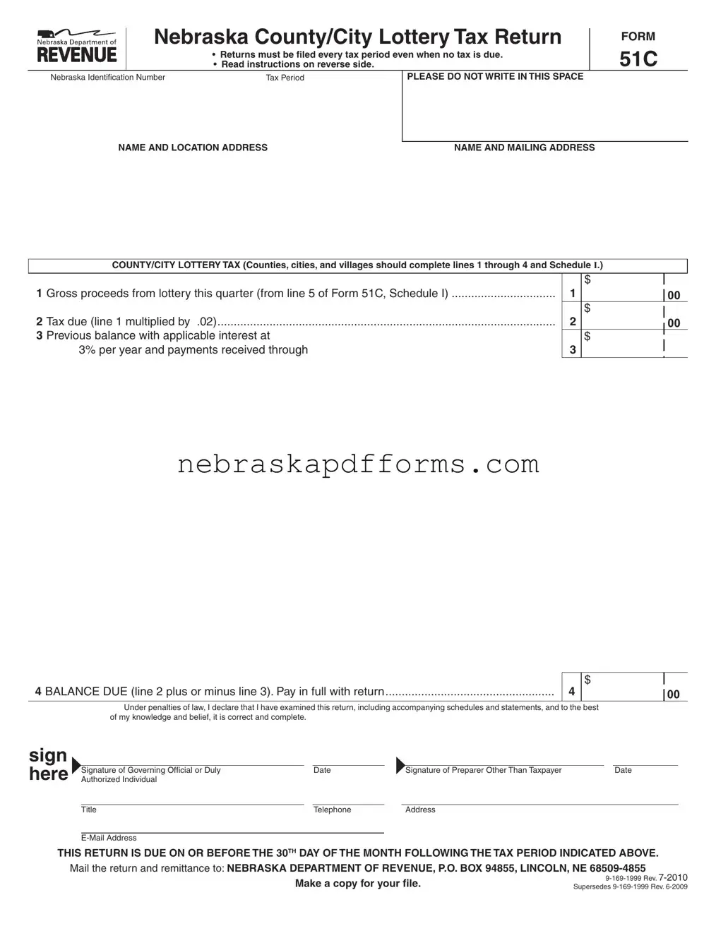 Nebraska 51C Form