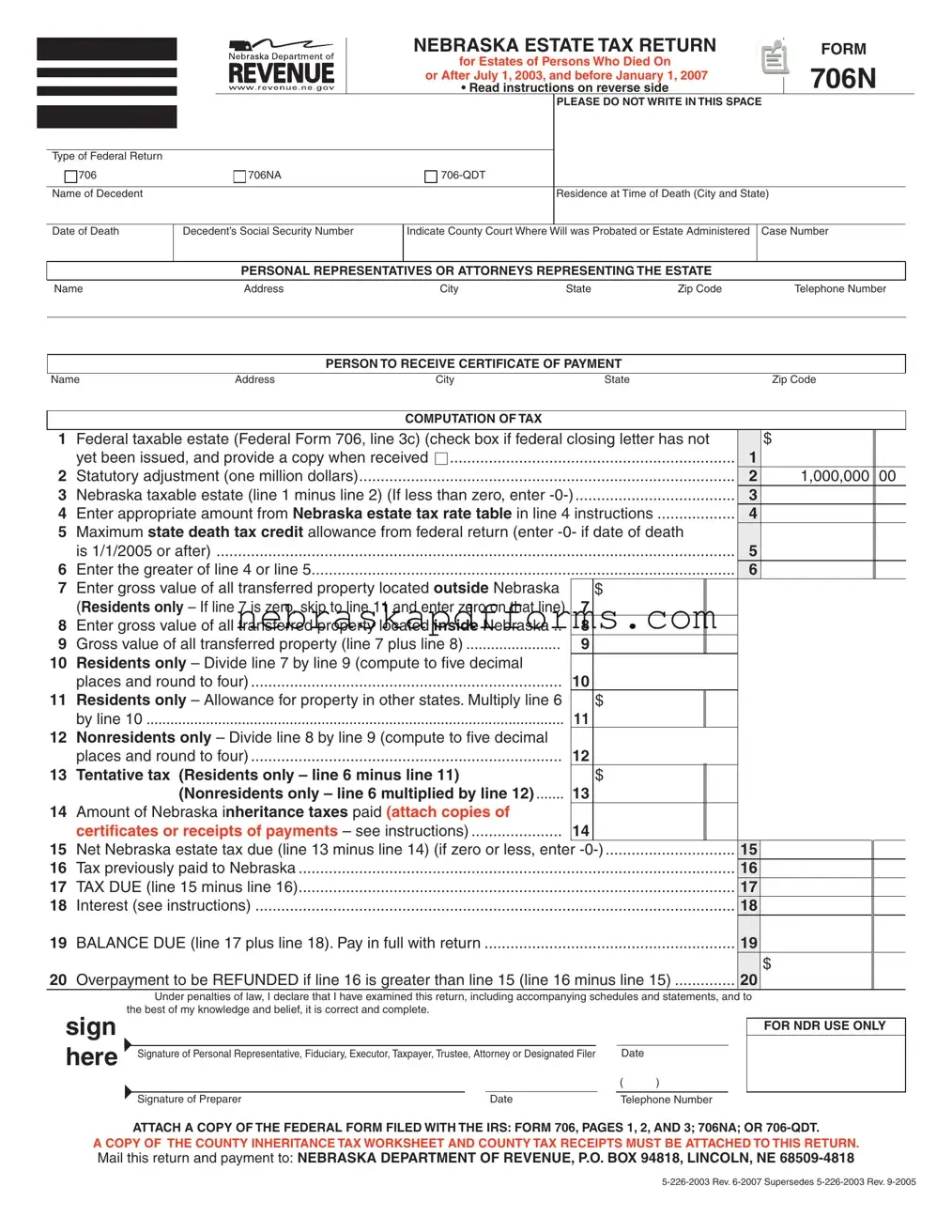 Nebraska 706N Form