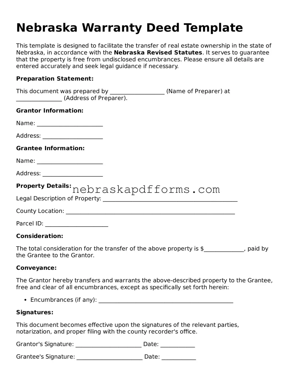 Attorney-Approved  Deed Document for Nebraska
