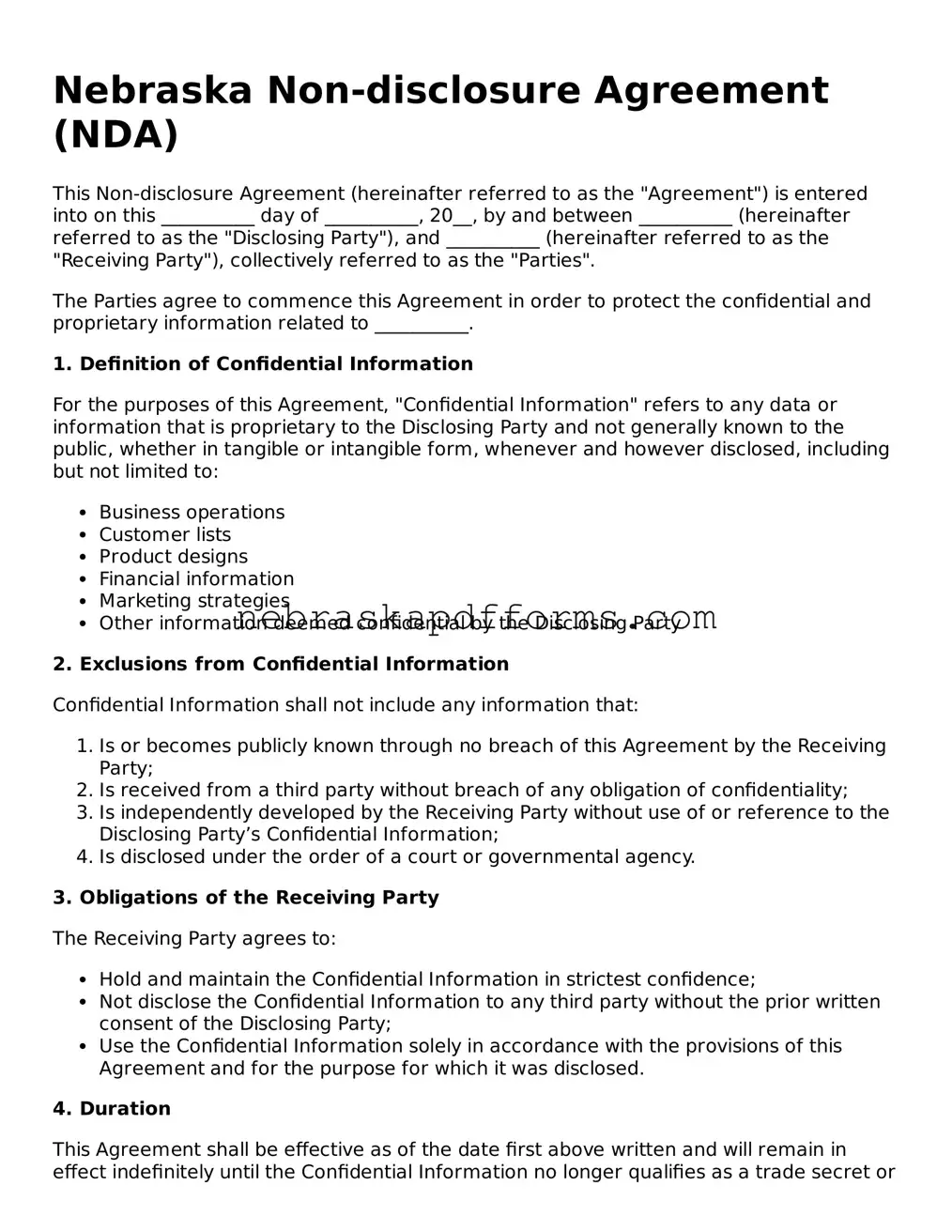 Attorney-Approved  Non-disclosure Agreement Document for Nebraska