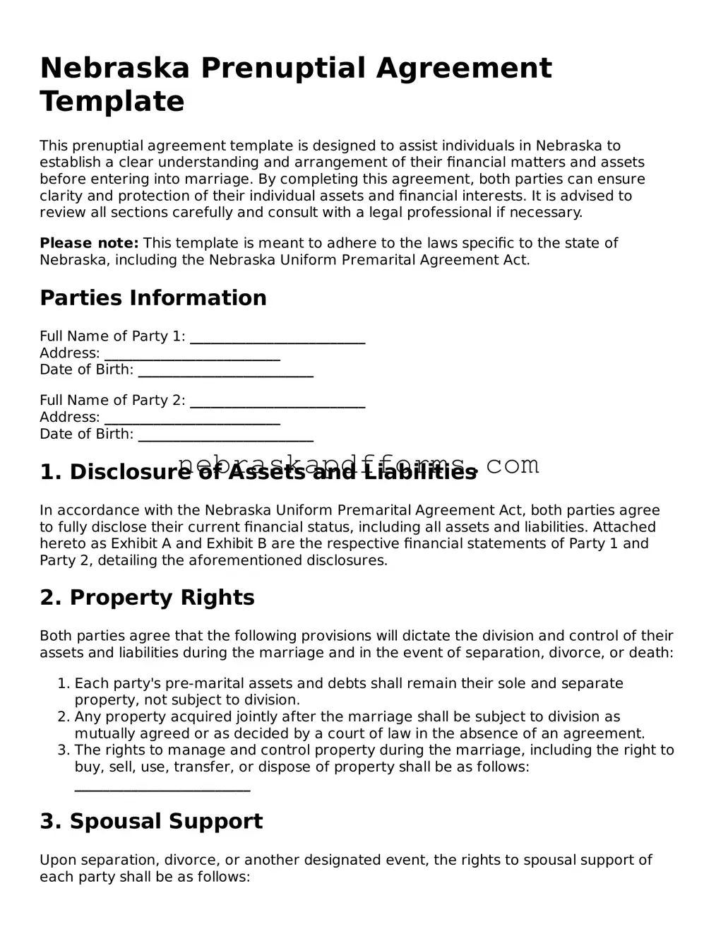 Attorney-Approved  Prenuptial Agreement Document for Nebraska