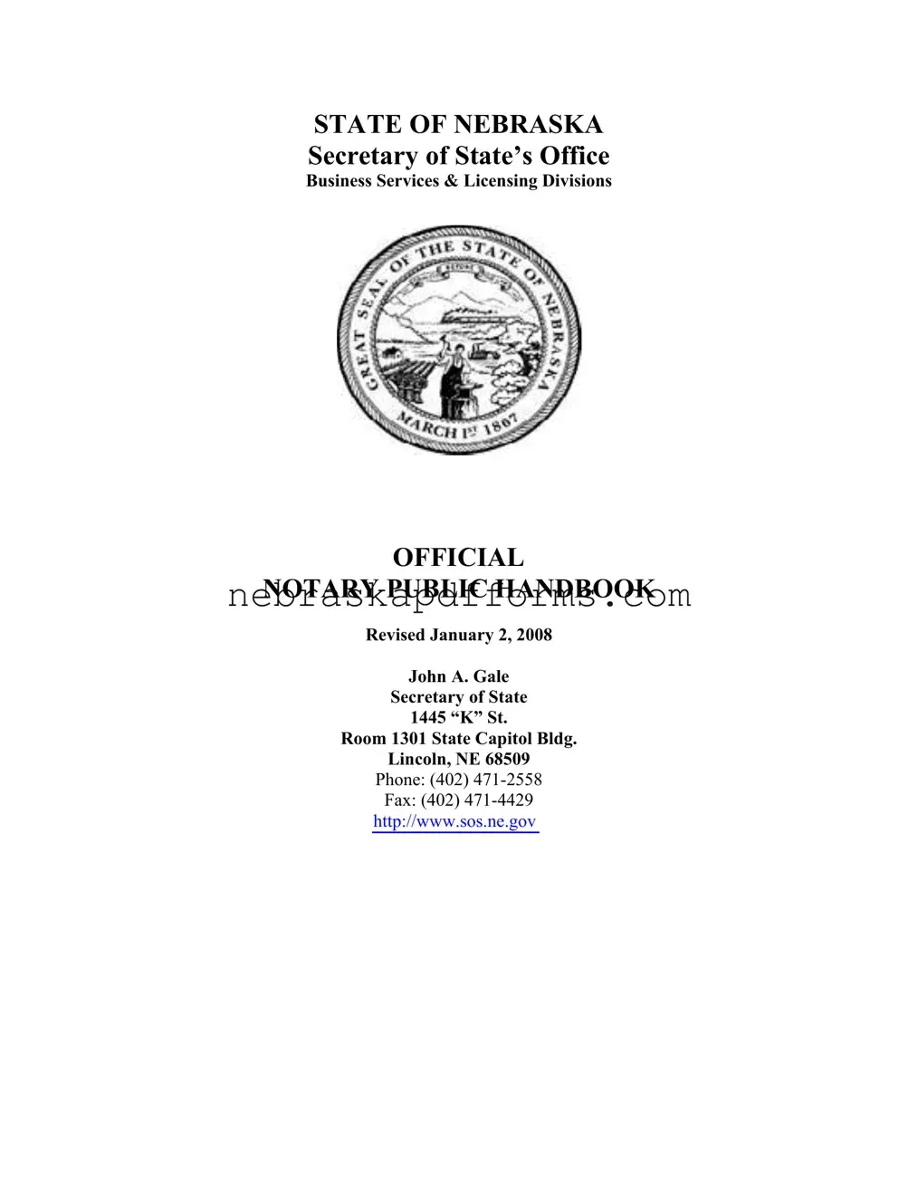 Notary Handbook Nebraska Form