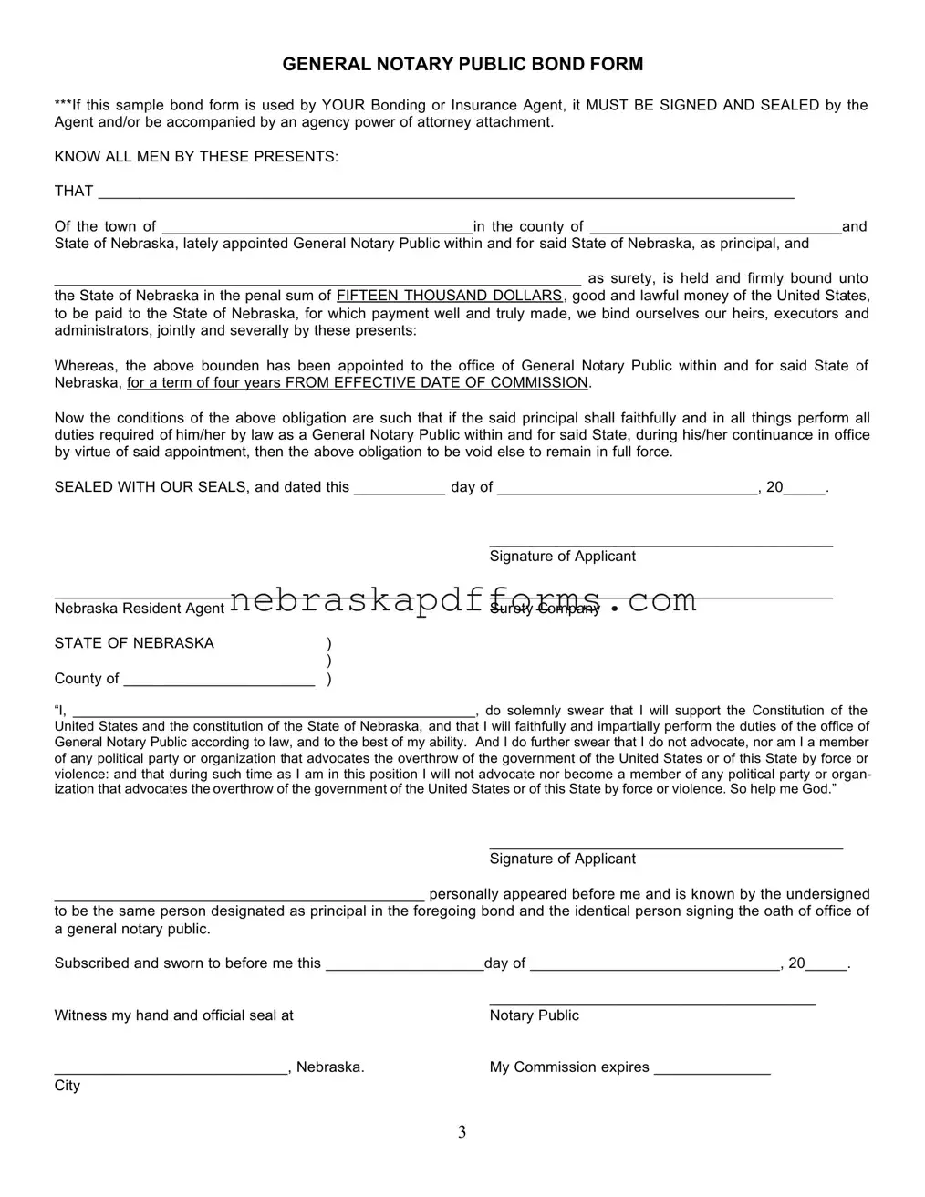 Notary Public Bond Nebraska Form