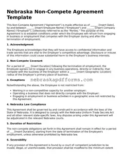 Attorney-Approved  Non-compete Agreement Document for Nebraska