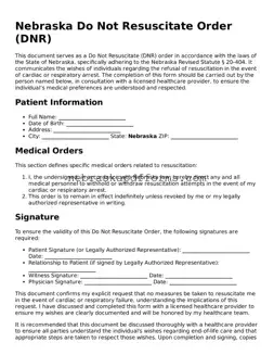 Attorney-Approved  Do Not Resuscitate Order Document for Nebraska
