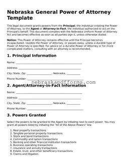 Attorney-Approved  General Power of Attorney Document for Nebraska