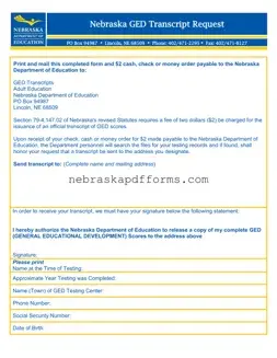 Nebraska Ged Transcript Request Form