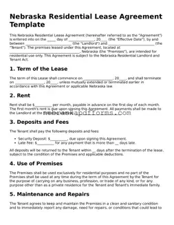 Attorney-Approved  Residential Lease Agreement Document for Nebraska