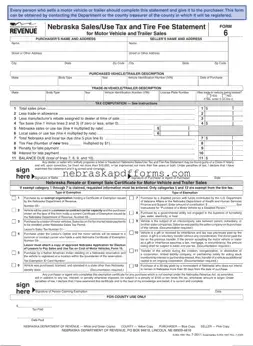 Nebraska Sales Tax Statement Form